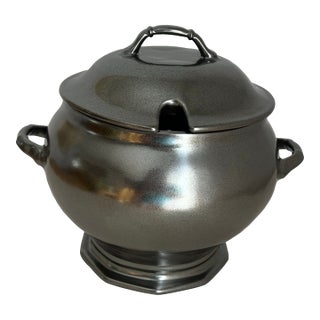 1990s Juliska Stoneware Brushed Pewter Soup Tureen. Discontinued. For Sale