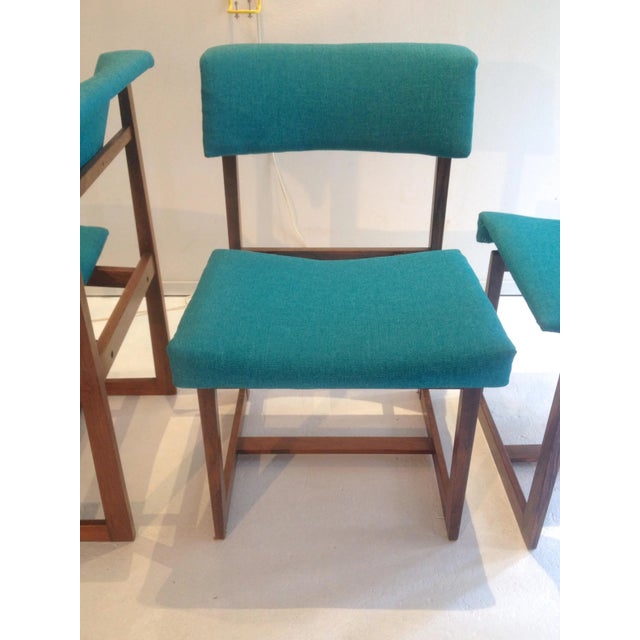 Wood Dining Chairs and Stool by Henning Sørensen for Hos Dan-Ex, Set of 7 For Sale - Image 7 of 18