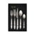 The contemporary matte handle found on the Ares Argento White Five-Piece Place Setting provides perfect balance and weight...