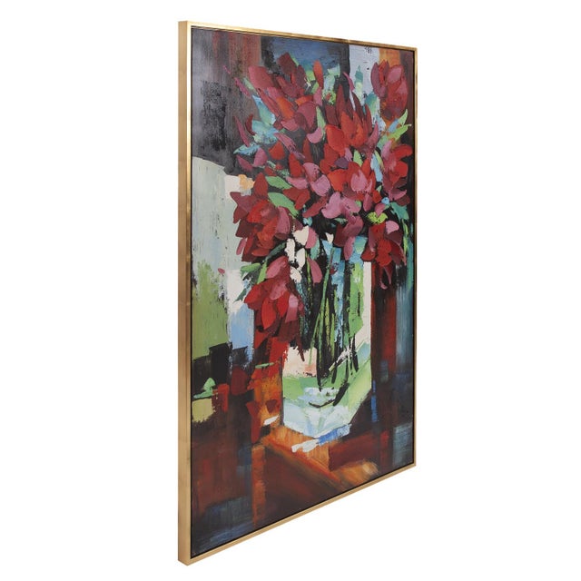 Contemporary Red Tulips In Vase Hand Painted Original Art For Sale - Image 3 of 7