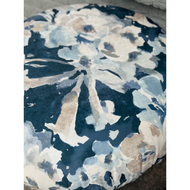 Navy Blue Vintage Ottomans, Reupholstered For Sale - Image 8 of 8