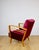 Wood Vintage Art Deco Loft Armchair in Raspberry, 1960s For Sale - Image 7 of 13