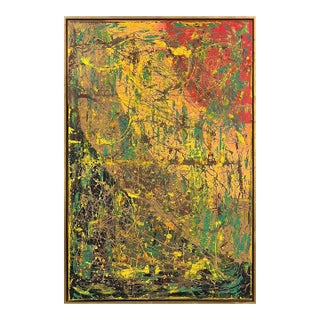 Vibrant Modern Abstract Drip Painting - Framed - Signed For Sale