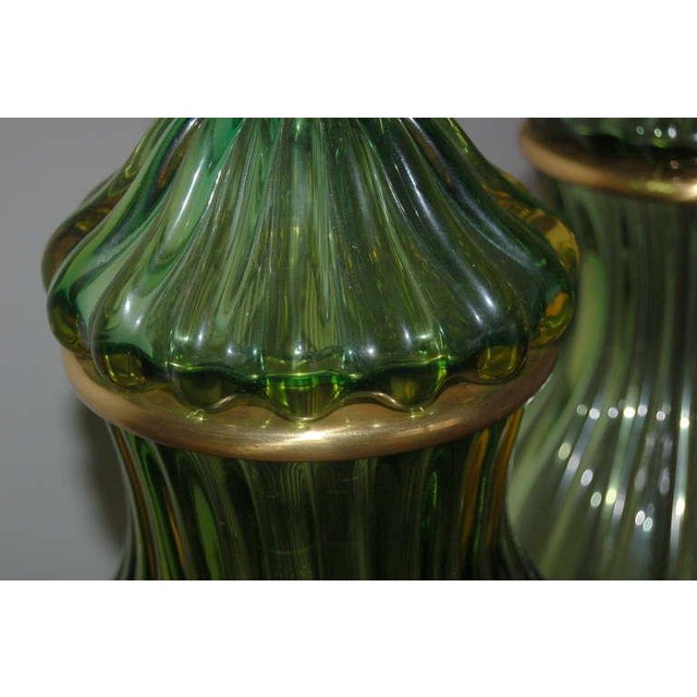 Green Marbro Murano Glass Lamps Green For Sale - Image 8 of 10