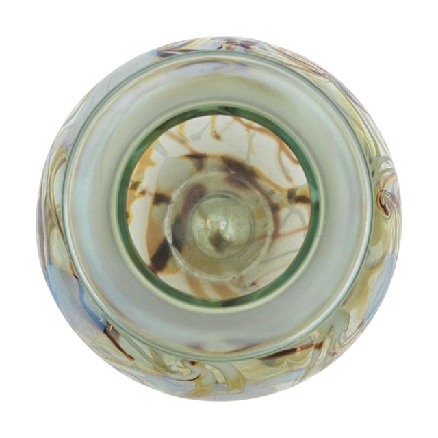 Contemporary Don Richardson Carlson Art Glass Iridescent Hearts & Vines Vase 5.75" For Sale - Image 3 of 11