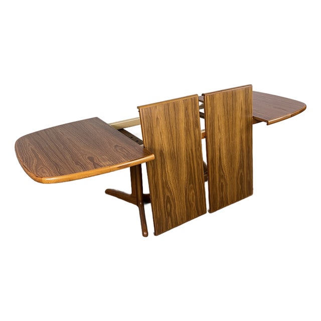 1970s Mid Century Danish Modern Teak Expanding Dining Table With Two Hide-a-Way Leafs For Sale