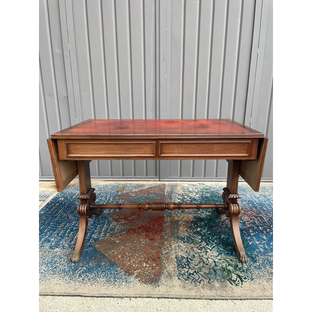 English Writing Desk with Flaps and Leather Top, 1900 For Sale - Image 18 of 18