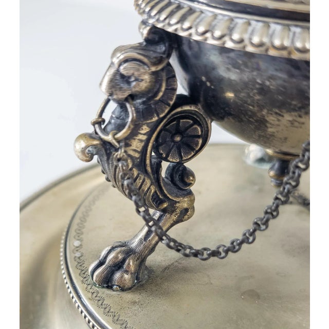Metal 19th Century English Sheffield Silverplate Inkwell With Eagle Finial and Griffin Legs For Sale - Image 7 of 15