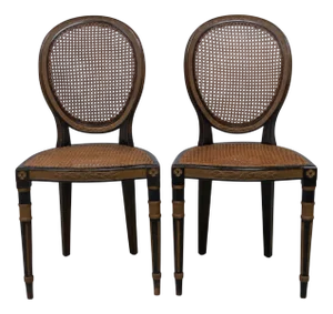 Set of French Louis XVI Style Cane Side Chairs, 1880s