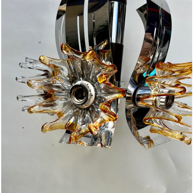 Mid-Century Modern Space Age Chandelier Designed by Carlo Nason for Mazzega, 1970 For Sale - Image 3 of 8