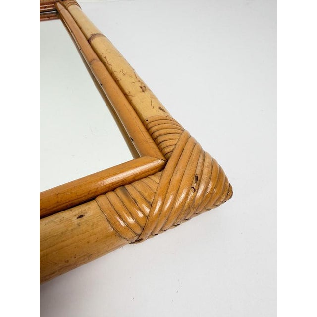 Large Italian Rectangular Bamboo and Rattan Mirror, 1970s For Sale - Image 11 of 14