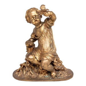 Auguste Moreau "The Egg Thief" Gilt Bronze
