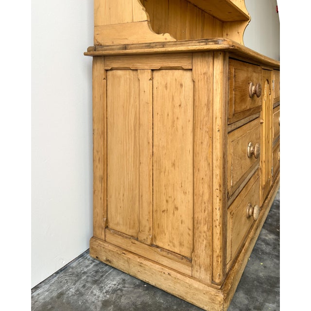 Wood Antique English Pine Dresser Hutch For Sale - Image 7 of 9