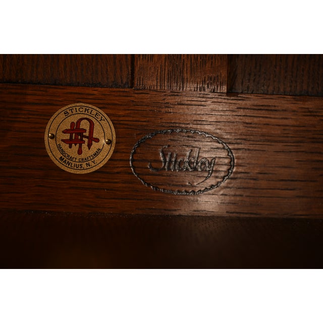 Stickley Roycroft Mission Oak Arts & Crafts Chafing Dish Stand or Side Cabinet With Leaded Glass For Sale - Image 14 of 15