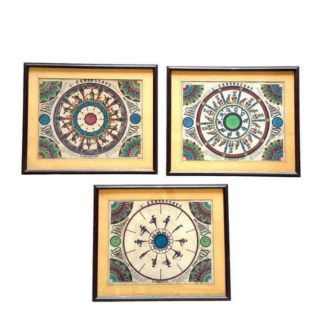 Framed Original Phenakistoscopes, France, 1890s, Set of 3 For Sale - Image 7 of 9