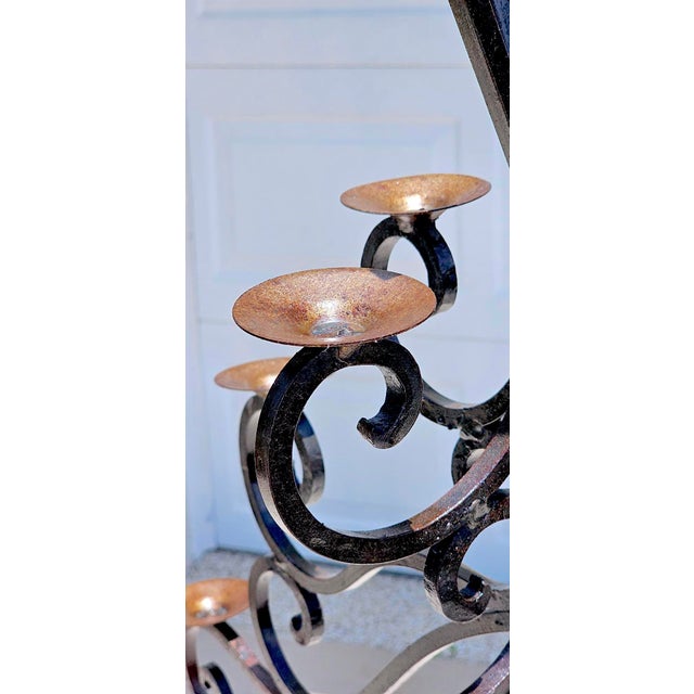 Monumental 13-Light Mexican Hand-Forged Wrought Iron Floor Candelabra – Spanish Colonial Hacienda Style, 65” Tall For Sale - Image 9 of 18