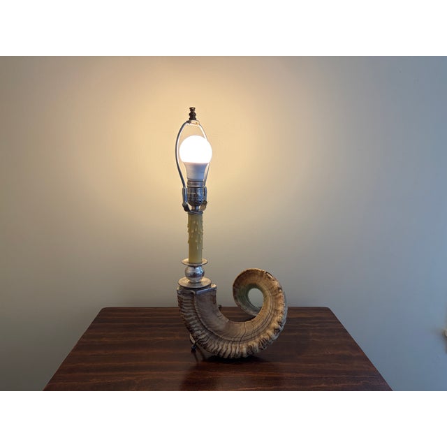 Vintage Ram’s Horn Table Lamp – Rustic English Country House Style Lighting For Sale In South Bend - Image 6 of 10