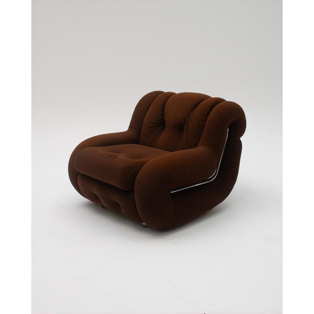 Brown Mid-Century Italian Armchair in the style of Velázquez, 1970s For Sale - Image 8 of 8
