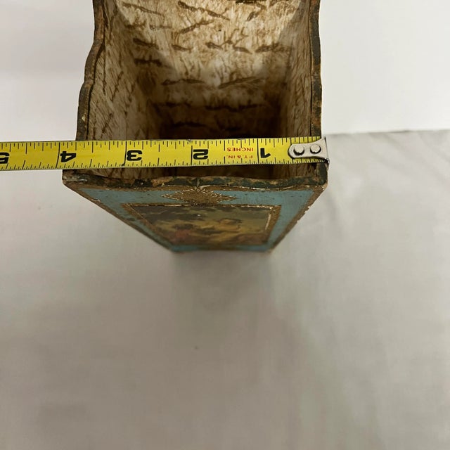 Wood Rare Italian Florentine Turquoise / Gold Brush Pot For Sale - Image 7 of 10
