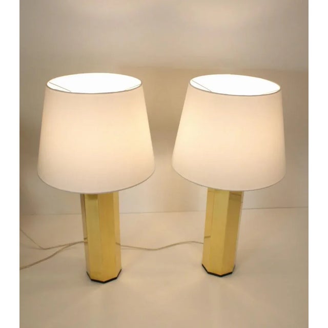 Swedish Hexagonal Brass Table Lamps by Hans Agne Jakobsson for Hans Agne Jakobsson Ab, 1960s, Set of 2 For Sale - Image 4 of 13