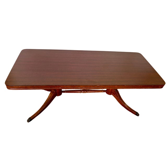 Traditional Vintage Mersman Mahogany Pedestal Cocktail Table For Sale - Image 3 of 4