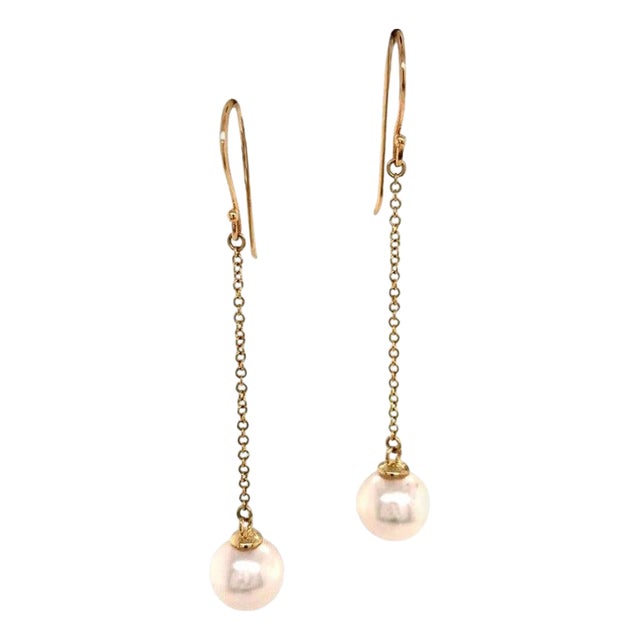 Akoya Pearl Earrings 14 Karat Yellow Gold Certified For Sale
