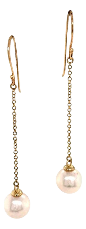 Akoya Pearl Earrings 14 Karat Yellow Gold Certified