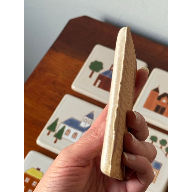 Set of 9 Mid-Century Hand-Painted Folk Art Tiles (Besheer-Style) For Sale - Image 10 of 11