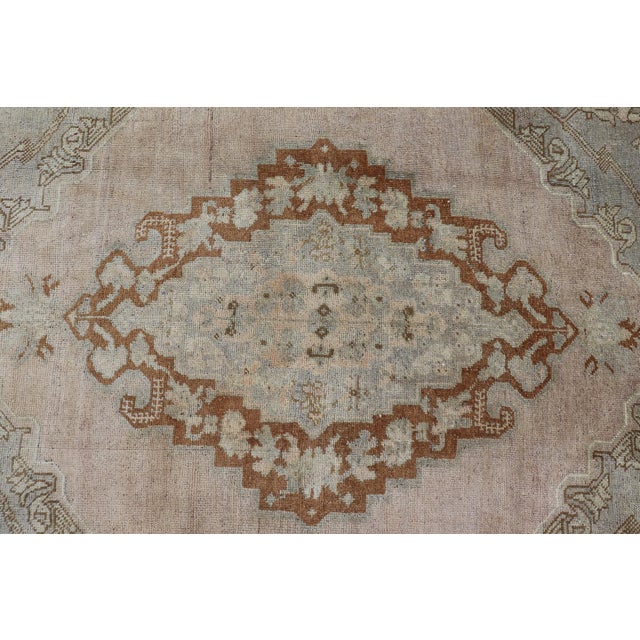 Turkish Oushak Rug With Muted Colors in Taupe, Gray, Ice Blue and L.Green For Sale - Image 12 of 15