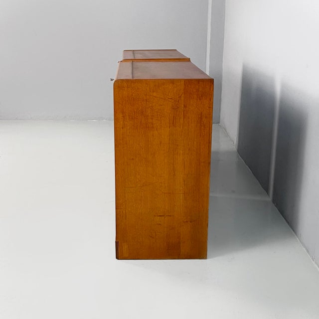 Mid-Century Modern German Archive Cabinets in Wood with Shutter Opening, 1940s, Set of 2 For Sale - Image 4 of 18