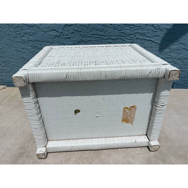 Vintage White Wicker Planter Made in Hong Kong For Sale In West Palm - Image 6 of 6