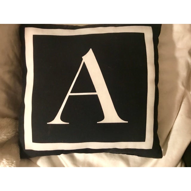 Classic Black Monogram Initial "A" Accent Pillow Chairish