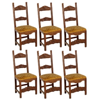19th Century Renaissance Style Carved Walnut Dining Chairs, Set of 6 For Sale