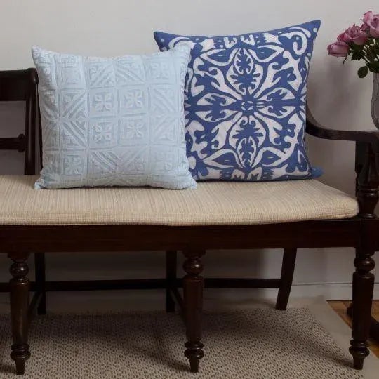 Rumana Periwinkle Applique Pillow Cover For Sale - Image 4 of 7