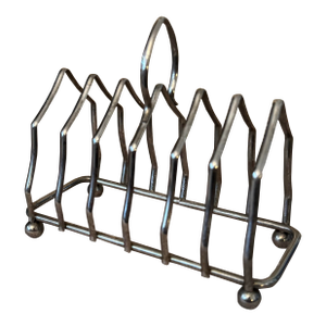 1940s English Silver-Plated Toast Rack With Loop Handle | Made in England