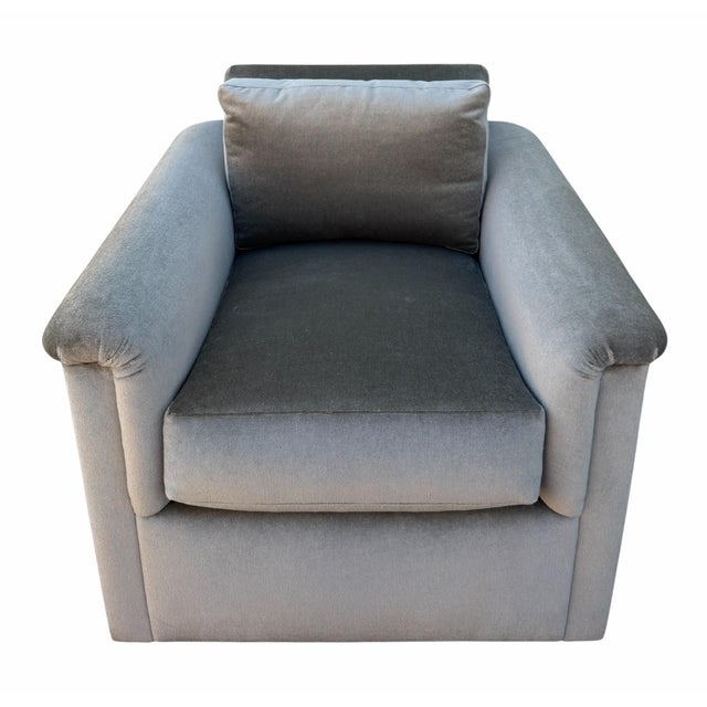 Art Deco 1 of 2 Art Deco J. Robert Scott Mohair Swivel Club Chair For Sale - Image 3 of 8