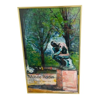 Vintage Poster 1970s Musee Rodin Edvard Munch the Thinker Framed For Sale