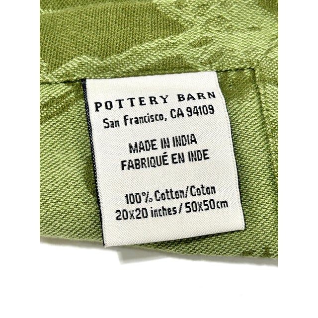 Late 20th Century Pottery Barn Green Jacquard Cloth Napkins – Botanical Floral Tabletop Linens - Set of 8 For Sale - Image 12 of 13