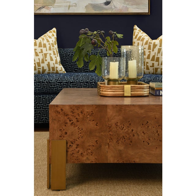 Worlds Away Matthew Izzo Home Enid Dark Burlwood 48" Square Coffee Table For Sale - Image 4 of 6