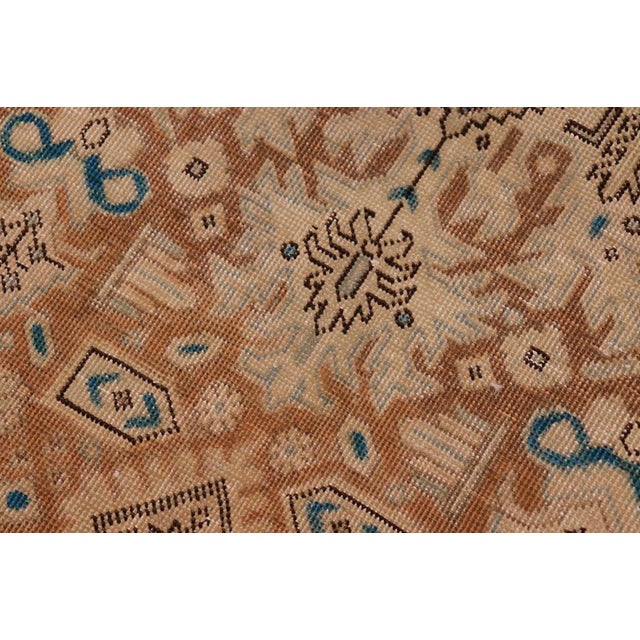 1990s Shabby Chic 1990's Vintage Teal/Brown Wool Rug - 9'8'' X 12'9'' For Sale - Image 5 of 10