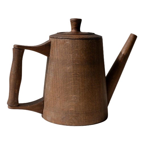 Vintage Rustic Folk Art Wooden Pitcher, 1960s For Sale