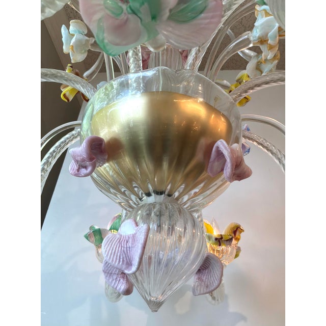 2020s Italian Venetian Glass Flower Chandelier For Sale - Image 5 of 6