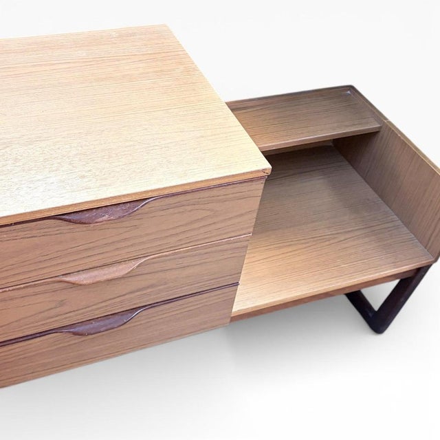 Wood Mid-Century Telephone Bench in Teak Storage Bench with Drawers, 1960s For Sale - Image 7 of 8