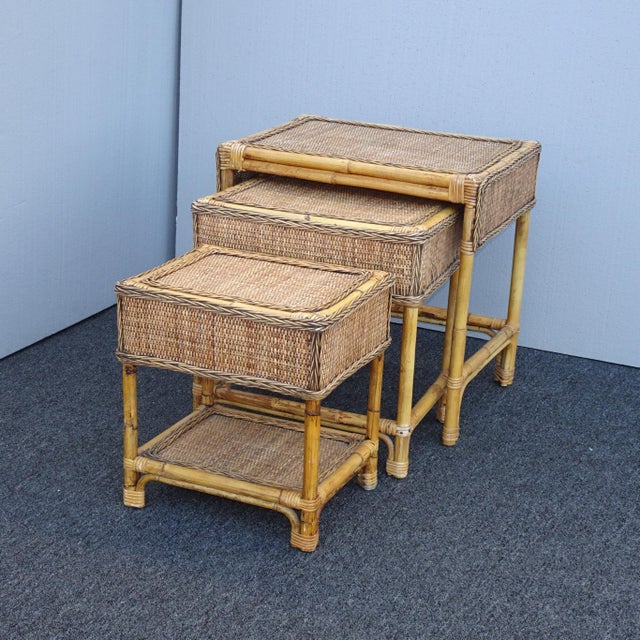 vintage bamboo nesting tables