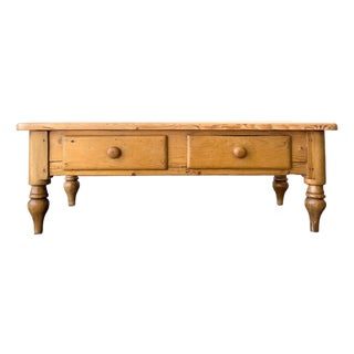 Antique English Pine Coffee Table With Reclaimed Top For Sale