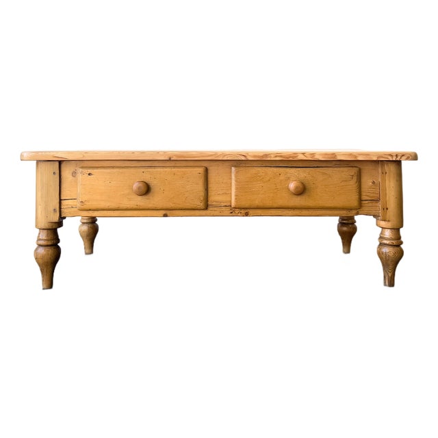 Antique English Pine Coffee Table With Reclaimed Top For Sale