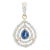 Art Deco 18k Yellow Gold Sapphire Pear Drop Pendant With Double Halo Diamond Setting For Sale - Image 3 of 11