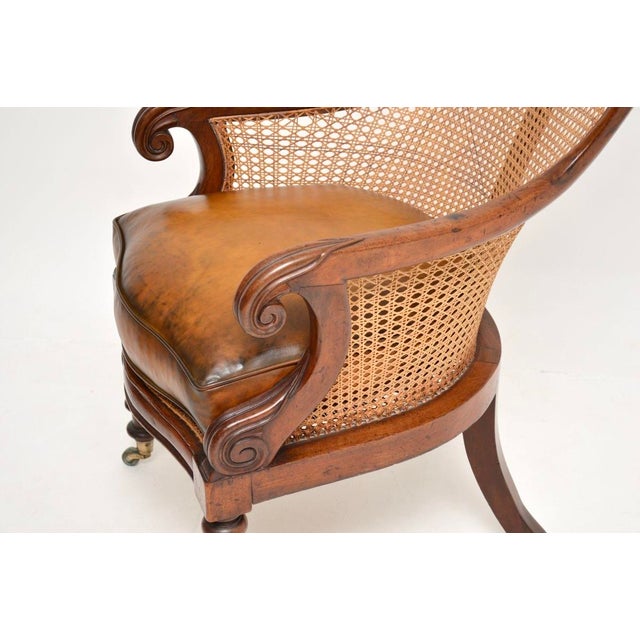 Antique William IV Cane and Leather Armchair, 1830s For Sale - Image 10 of 11