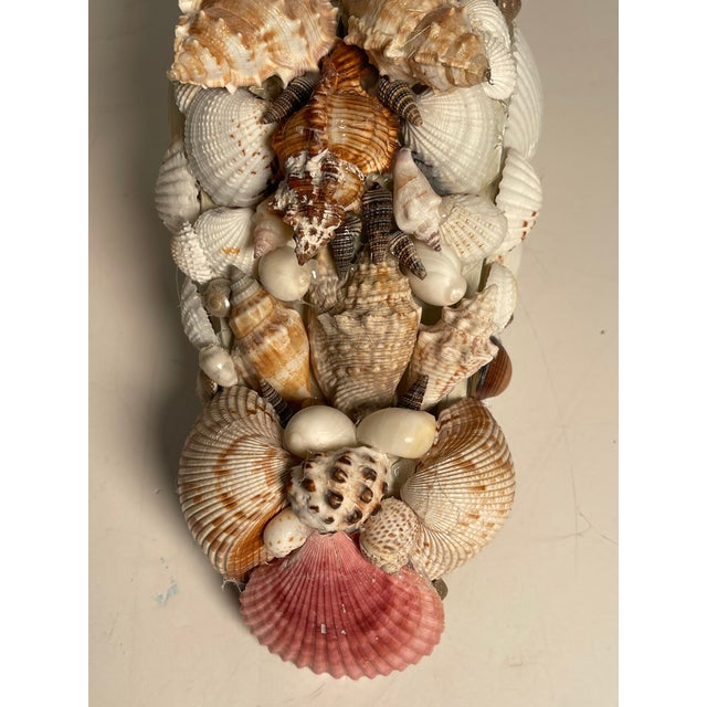 Tan Vintage Great Pair of Coastal Sea Shell Encrusted Wall Brackets For Sale - Image 8 of 8