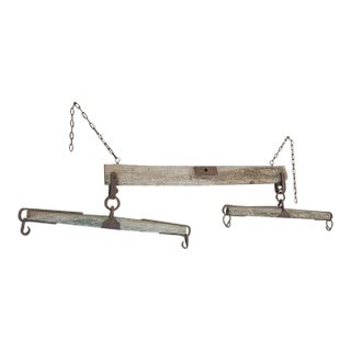 Antique Hand Forged Ox Yoke Primitive Western Farm Tool W Iron Rings Room Decor For Sale